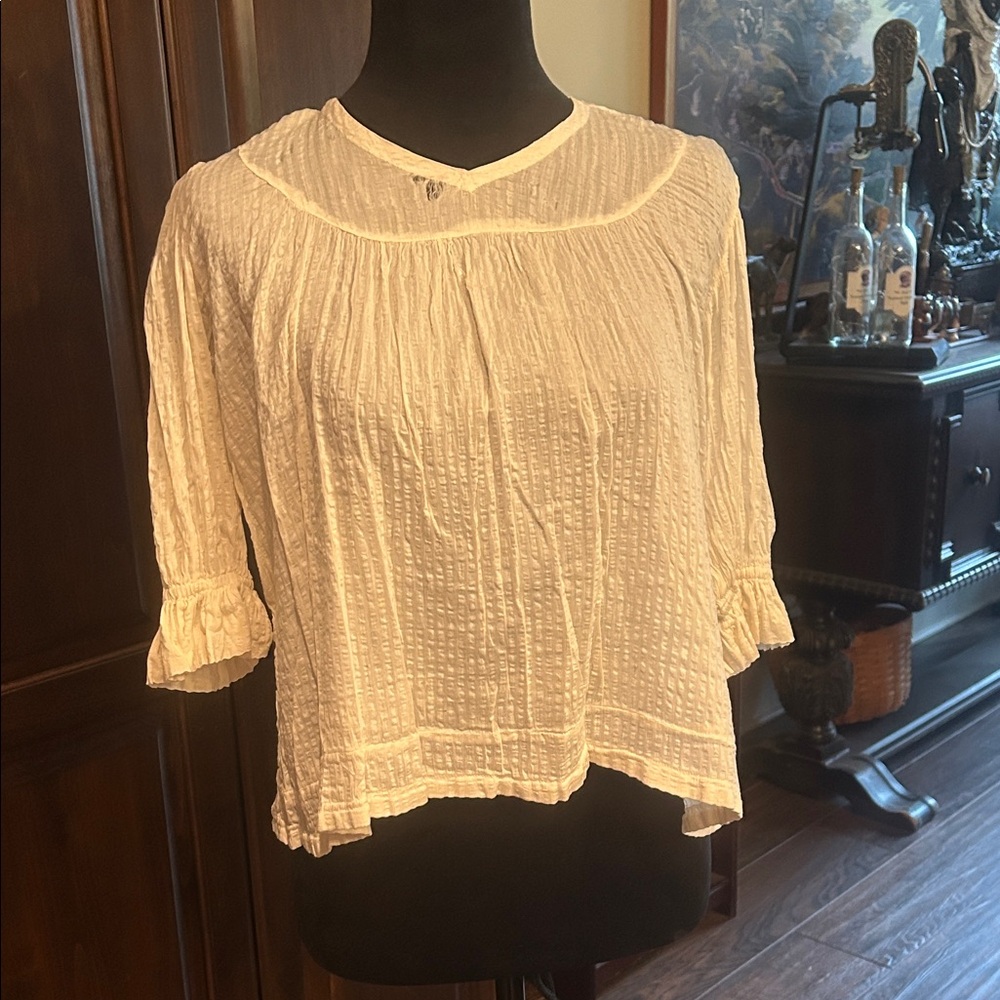Antique Sz S Elegant Cream Blouse for Costume Reenactment FVC